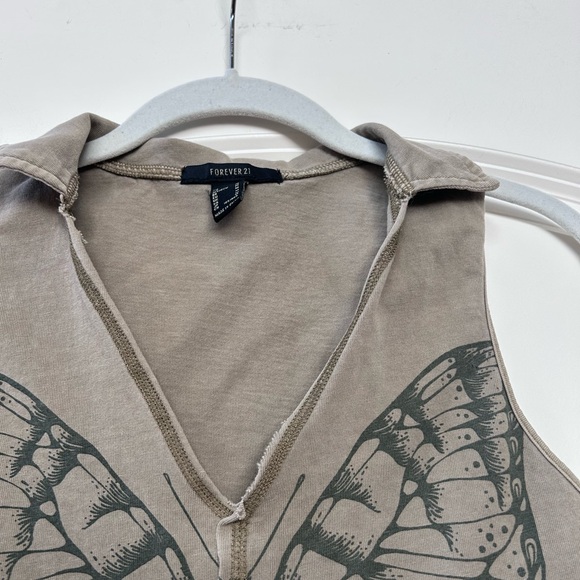 Forever 21 Butterfly Grunge Collared Vest Tank. Raw edge. Y2K inspired. Festival - Picture 3 of 11